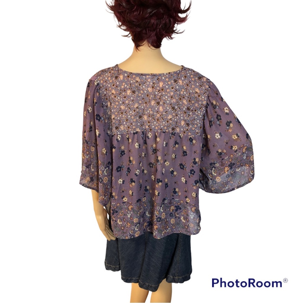INDIGO ROSE FLORAL BOHEMIAN BLOUSE - Picture 3 of 7